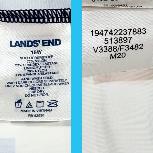 Plus 3-Piece Lands’ End Swim Set 16W/L — Tankini Rash Guard Board Shorts - Picture 6 of 13